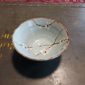 Japanese Ceramic Cherry Blossom Bowl Light Blue Floral Rice Soup 5x2.5 Inch